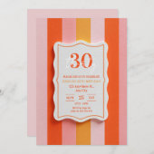 Pink and Orange Gummy Striped Frame Birthday 招待状 (正面/裏面)