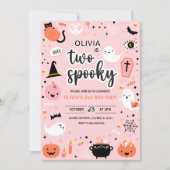 Pink and Orange Halloween 2nd Birthday Invitation  招待状 (正面)