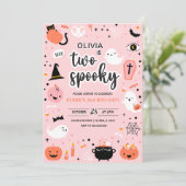 Pink and Orange Halloween 2nd Birthday Invitation  招待状 (スタンド正面)