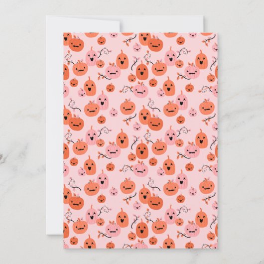 Pink and Orange Halloween 4th Birthday Invitation  招待状 (裏面)