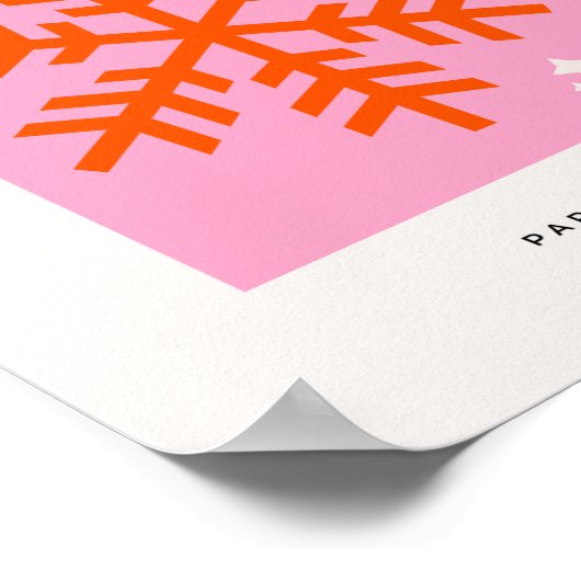 Pink And Orange Snowflake Holiday Christmas ポスター (角)