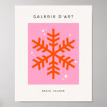 Pink And Orange Snowflake Holiday Christmas ポスター<br><div class="desc">Christmas Illustration – Snowflake – Pink And Orange Holiday Print.</div>