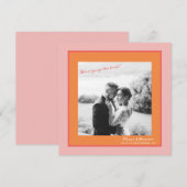 Pink and Orange Summer Wedding Save the Date 招待状 (正面/裏面)