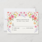 Pink and Orange Wildflower Wedding RSVP Card (正面)