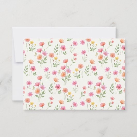 Pink and Orange Wildflower Wedding RSVP Card (裏面)