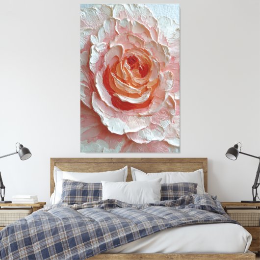 Pink and Peach Rose Texture Abstract Wall Art キャンバスプリント (インサイチュ (寝室))