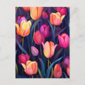 Pink and Peach Tulips Floral Pattern ポストカード (正面)