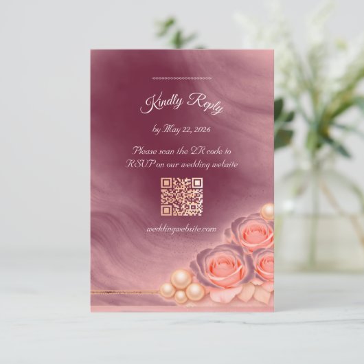 Pink and Pearl RSVP Enclosure Card (スタンド正面)