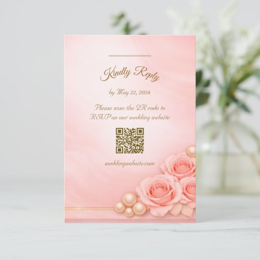 Pink and Pearl RSVP Enclosure Card (スタンド正面)