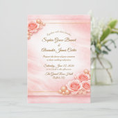 Pink and Pearl Wedding Invitation 招待状 (スタンド正面)