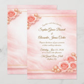 Pink and Pearl Wedding Invitation 招待状 (正面/裏面)