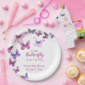 Pink and Purple A Litte Butterfly Baby Shower ペーパープレート (パーティー)