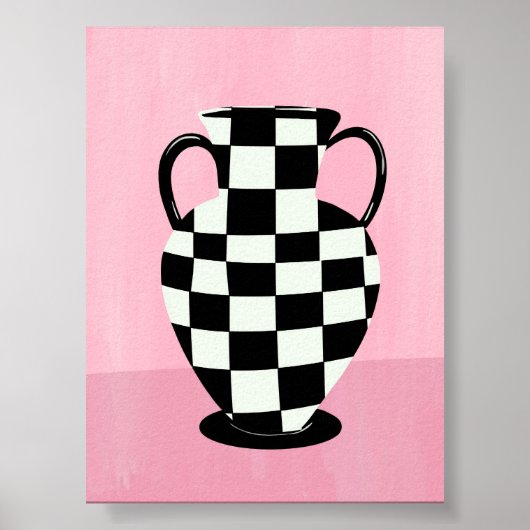 Pink and Purple Abstract Vase Illustration ポスター (正面)