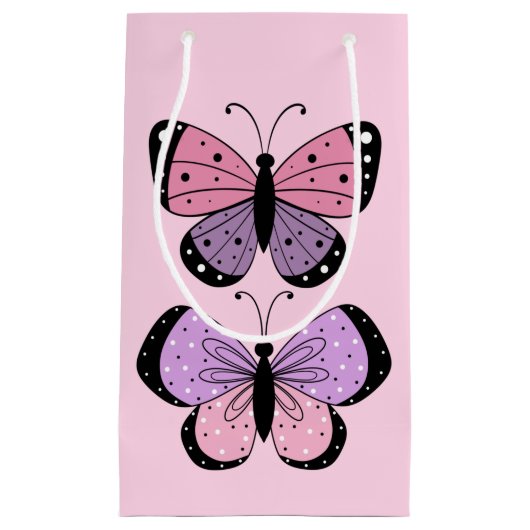 Pink and Purple Butterfly  スモールペーパーバッグ (正面)