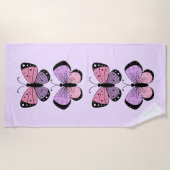 Pink and Purple Butterfly ビーチタオル (正面)