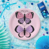 Pink and Purple Butterfly  ペーパープレート (パーティー)