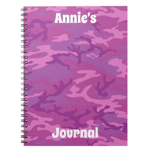 Pink and Purple Camouflage Personal Journal ノートブック (正面)