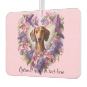 Pink and Purple Dachshund Floral Heart カーエアーフレッシュナー (左)
