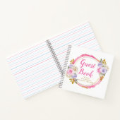 Pink and Purple Elegant Flower Birthday Guest Book ノートブック (内部)