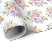 Pink and Purple Elegant Flowers ラッピングペーパー (ロールコーナー)