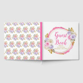 Pink and Purple Elegant Flowers Birthday Party ゲストブック (全面)