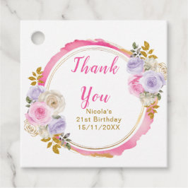 Pink and Purple Elegant Flowers Birthday Party フェイバータグ