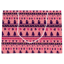 Pink and Purple Festive Holiday Cheer  ラージペーパーバッグ