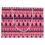 Pink and Purple Festive Holiday Cheer  ラージペーパーバッグ (裏面)