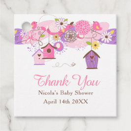 Pink and Purple Floral Bird Cages Baby Shower フェイバータグ