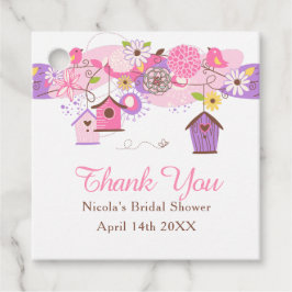 Pink and Purple Floral Bird Cages Bridal Shower フェイバータグ