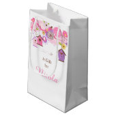 Pink and Purple Floral Bird Cages Bridal Thank You スモールペーパーバッグ (裏面アングル)