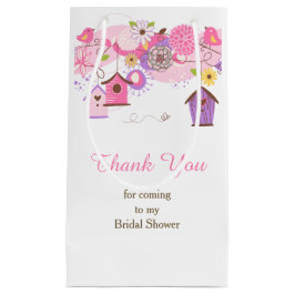 Pink and Purple Floral Bird Cages Bridal Thank You スモールペーパーバッグ