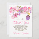 Pink and Purple Floral Bridal Shower Thank You サンキューカード (正面)