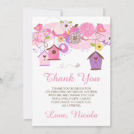 Pink and Purple Floral Bridal Shower Thank You サンキューカード