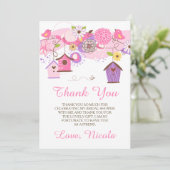 Pink and Purple Floral Bridal Shower Thank You サンキューカード (スタンド正面)