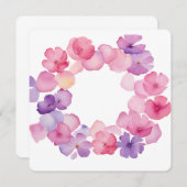 Pink and Purple Floral Wreath PNG Frame 招待状 (正面/裏面)