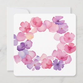 Pink and Purple Floral Wreath PNG Frame 招待状