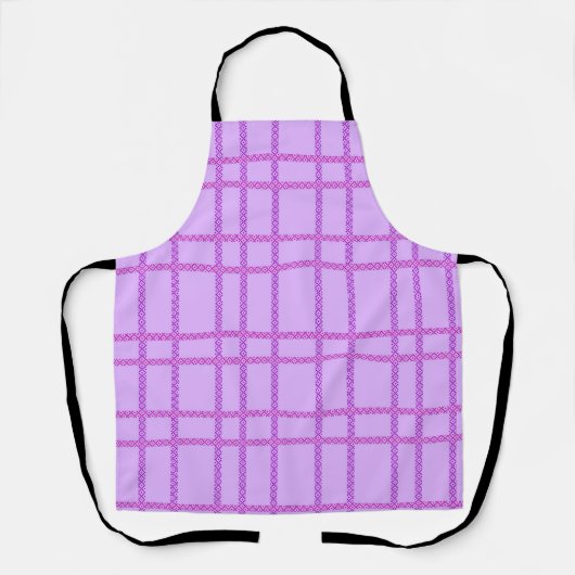 Pink and purple flower checkered pattern エプロン (正面)
