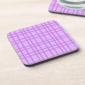 Pink and purple flower checkered pattern コースター (左側)
