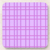 Pink and purple flower checkered pattern コースター (正面)