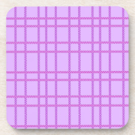 Pink and purple flower checkered pattern コースター