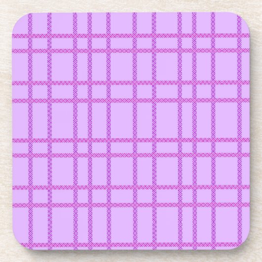 Pink and purple flower checkered pattern コースター (正面)
