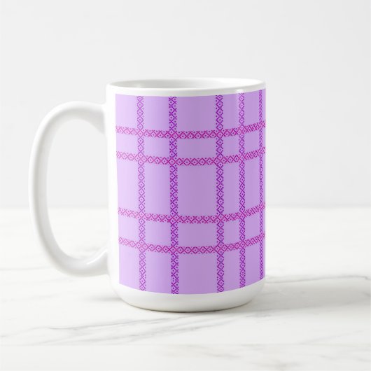 Pink and purple flower checkered pattern コーヒーマグカップ (左)