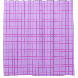 Pink and purple flower checkered pattern シャワーカーテン