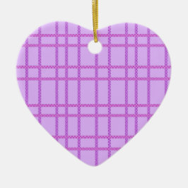 Pink and purple flower checkered pattern セラミックオーナメント