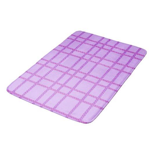 Pink and purple flower checkered pattern バスマット (アングル)