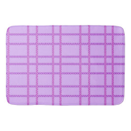 Pink and purple flower checkered pattern バスマット