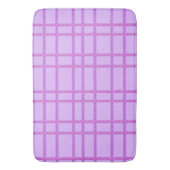 Pink and purple flower checkered pattern バスマット (正面縦)