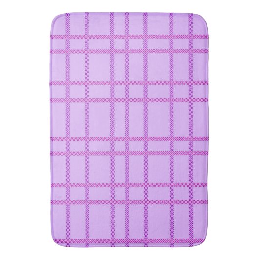 Pink and purple flower checkered pattern バスマット (正面縦)