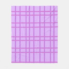 Pink and purple flower checkered pattern フリースブランケット